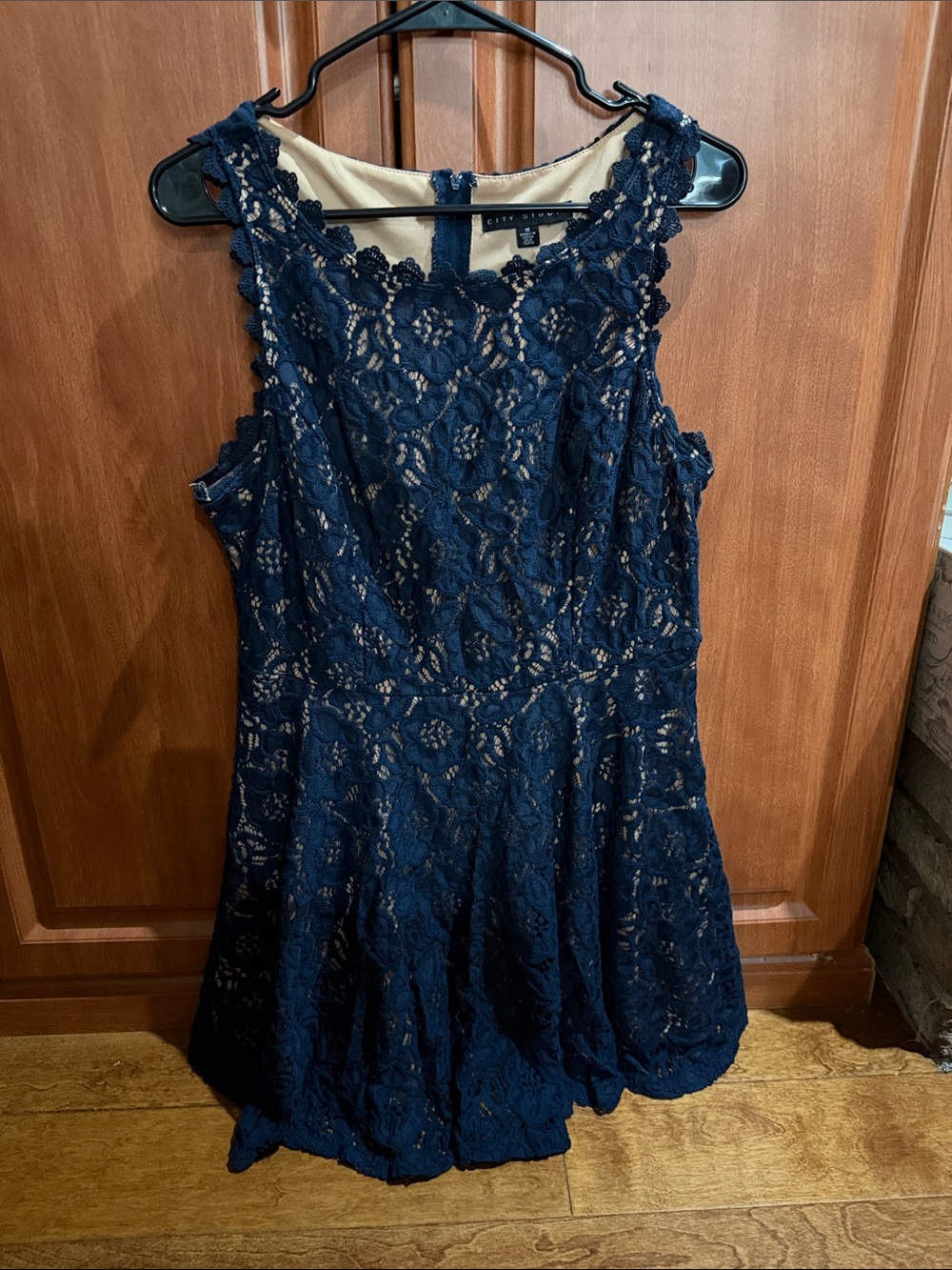 City Studio Navy Lace Skater Dress